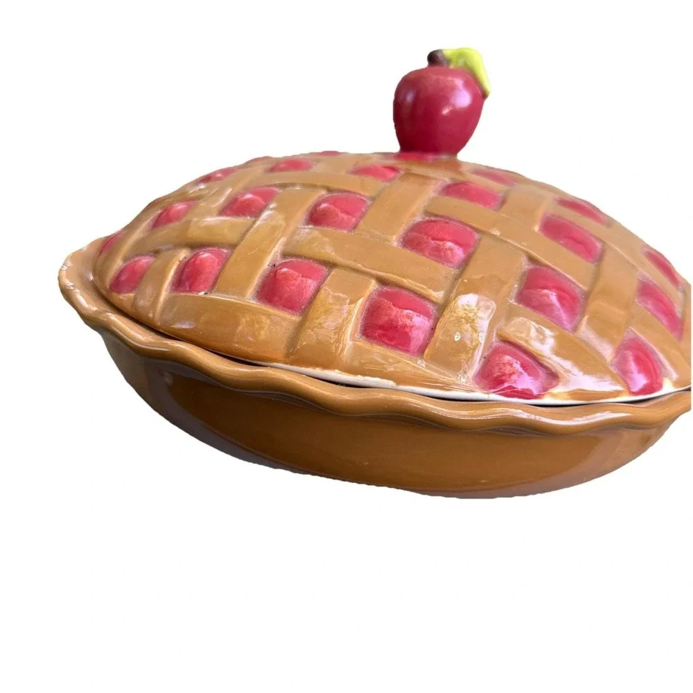 Apple PIE Covered Baking Dish with Lid Vintage With Recipe Kate Williams